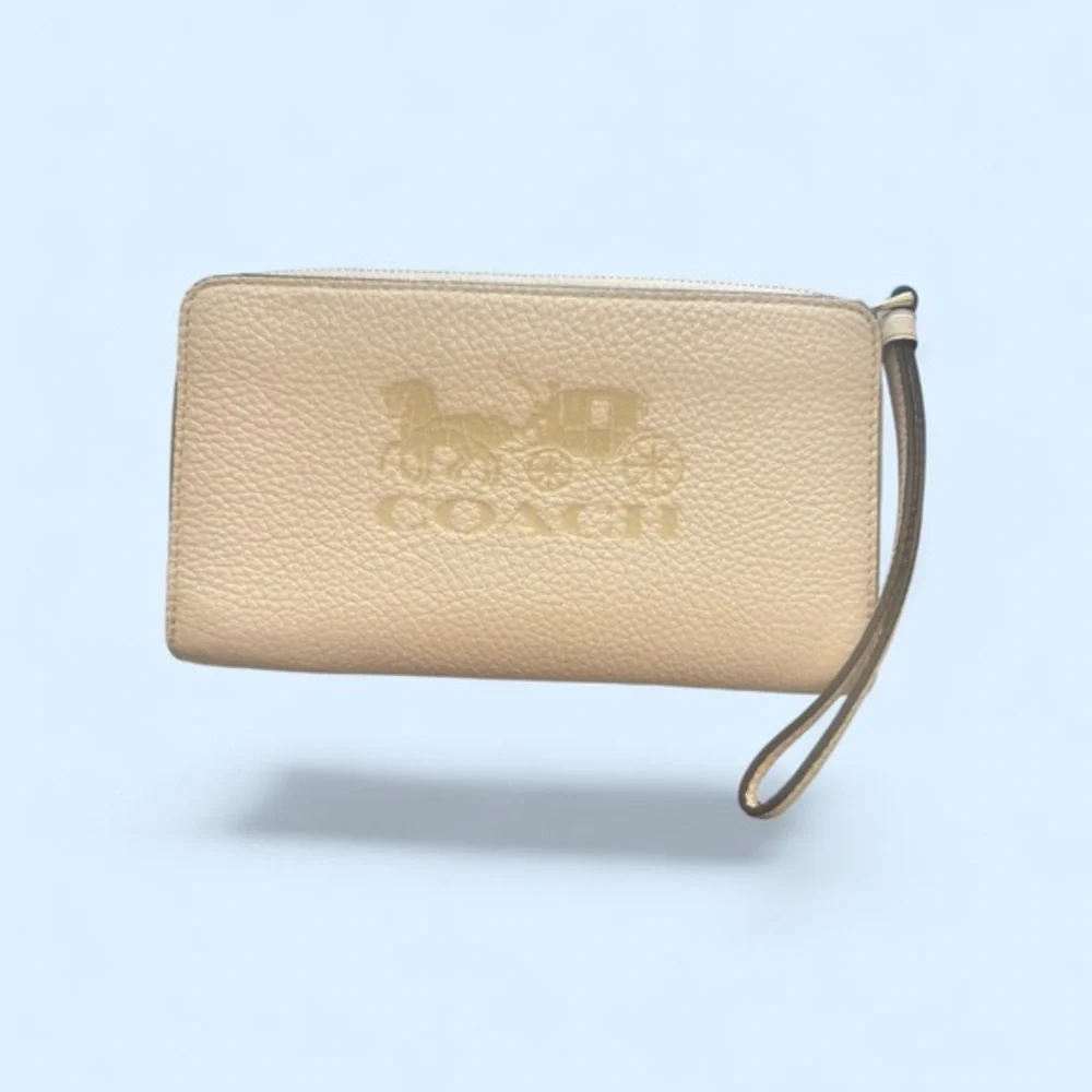 Coach Corner Zip Wristlet Pouch Leather Horse & Carriage
